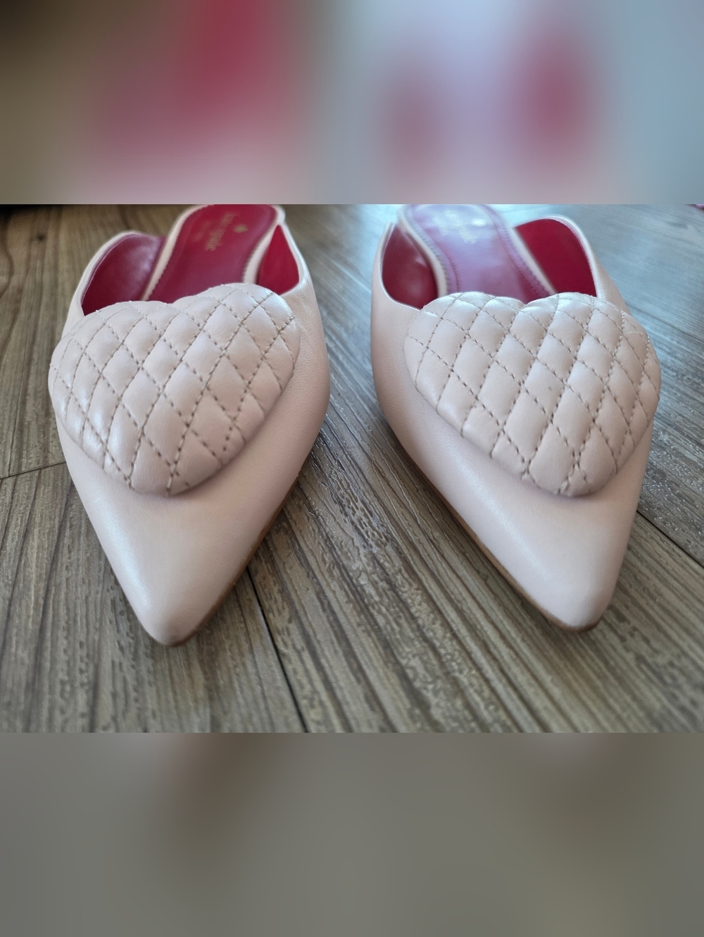 kate spade New York Pink Heart Quilted Pointed Toe Flats - Picture 3 of 8